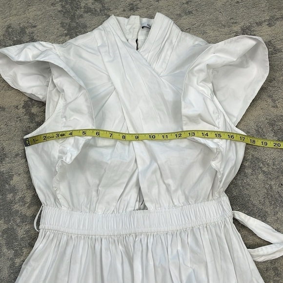 Derek Lam 10 Crosby Finn Ruffled Wrap Mini Dress Cotton Poplin White Sz 8 - Picture 12 of 16